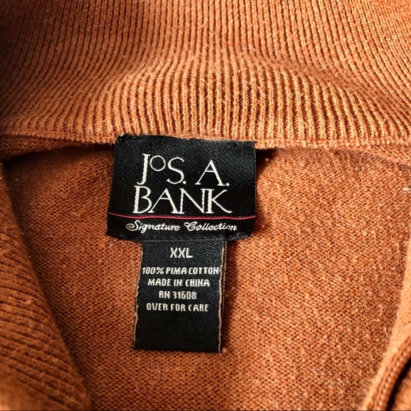 Jos A Bank Rust Cotton 1/4 Zip Long Sleeve Sweater - Picture 2 of 6